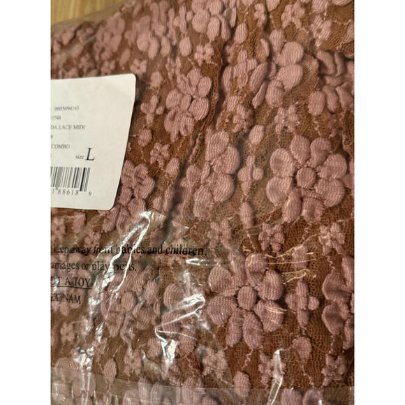 NWT! Free People Lucinda Floral Lace Midi Dress in Ginger Combo Size Large - Picture 7 of 7